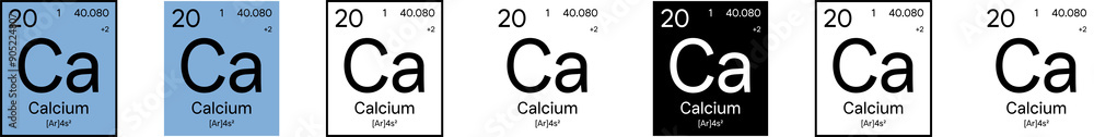 Calcium Element Symbol with Additional Info | Part of the Periodic Table of Elements Kit | High-Res, 7 Design Styles, Isolated on Transparent Background Calcium Element Symbol with Additional Info | Part of the Periodic Table of Elements Kit | High-Res, 7 Design Styles, Isolated on Transparent Background