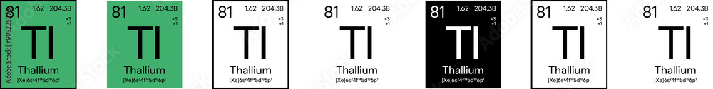Thallium Element Symbol with Additional Info | Part of the Periodic Table of Elements Kit | High-Res, 7 Design Styles, Isolated on Transparent Background Thallium Element Symbol with Additional Info | Part of the Periodic Table of Elements Kit | High-Res, 7 Design Styles, Isolated on Transparent Background