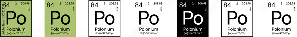 Polonium Element Symbol with Additional Info | Part of the Periodic Table of Elements Kit | High-Res, 7 Design Styles, Isolated on Transparent Background Polonium Element Symbol with Additional Info | Part of the Periodic Table of Elements Kit | High-Res, 7 Design Styles, Isolated on Transparent Background
