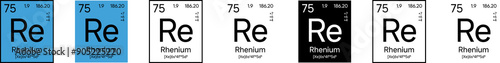Rhenium Element Symbol with Additional Info | Part of the Periodic Table of Elements Kit | High-Res, 7 Design Styles, Isolated on Transparent Background