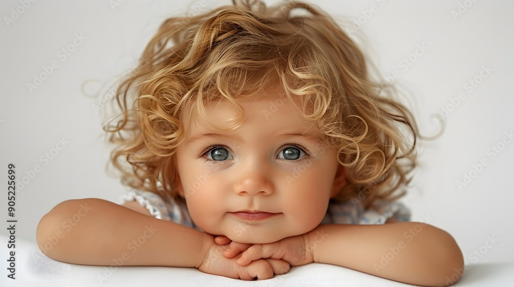Portrait of a Baby Girl with Blonde Curly Hair Portrait of a Baby Girl with Blonde Curly Hair