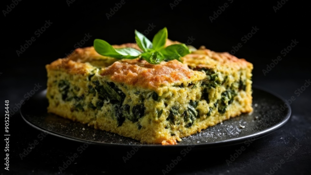 Deliciously baked spinach quiche ready to be savored Deliciously baked spinach quiche ready to be savored