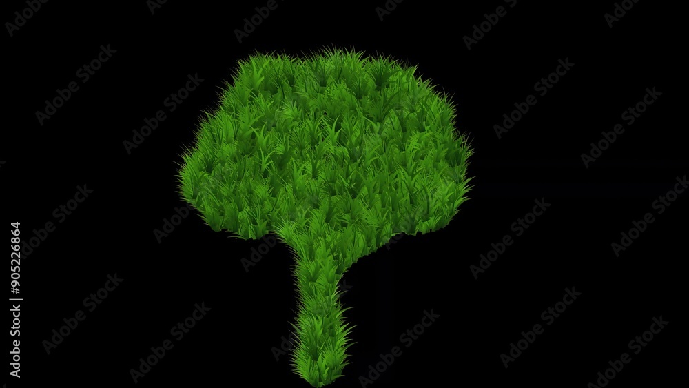 Fototapeta premium Beautiful illustration of tree shape with green grass effect on plain black background