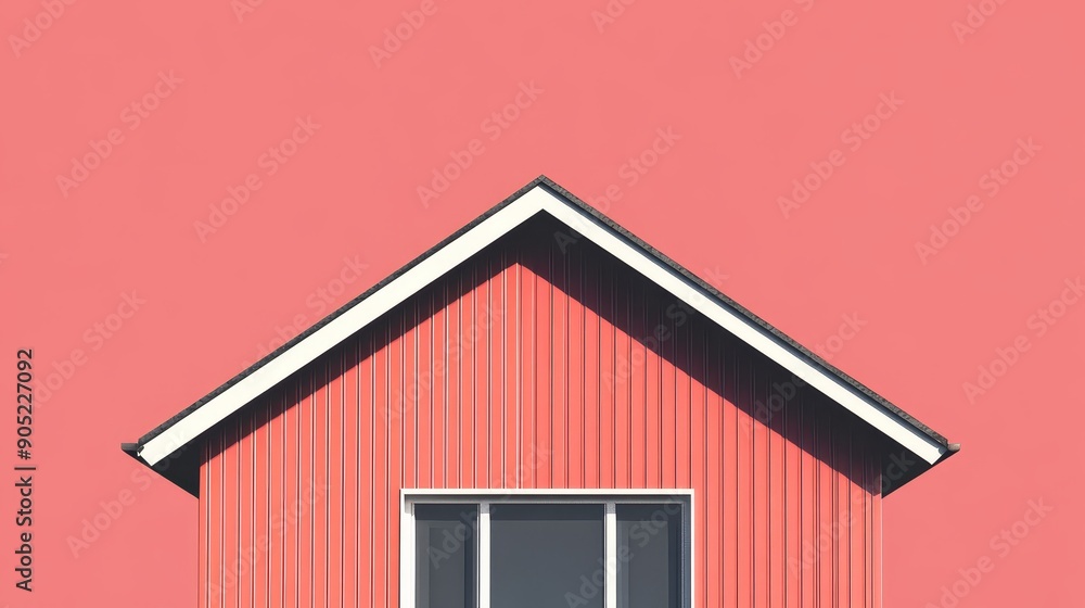 A single red house with white trim against a bright pink background, symbolizing simplicity, modern design, homeownership, new beginnings, and a fresh start. A single red house with white trim against a bright pink background, symbolizing simplicity, modern design, homeownership, new beginnings, and a fresh start.