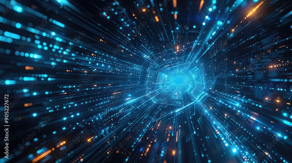 Fototapeta premium Digital Tunnel of Light and Data