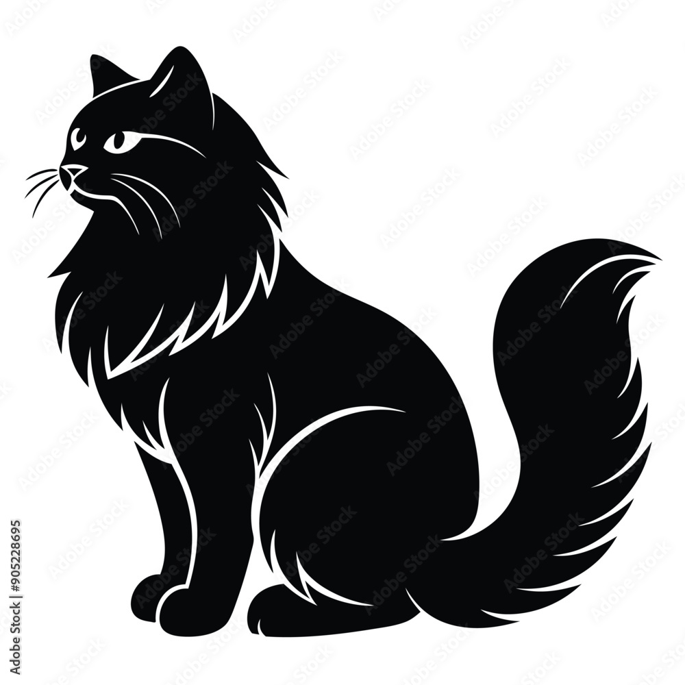 logo of persiana cat face, side view, silhouette, black and white, white background logo of persiana cat face, side view, silhouette, black and white, white background