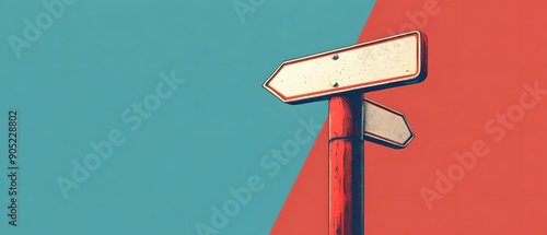Blank Signpost on Two-Tone Background.