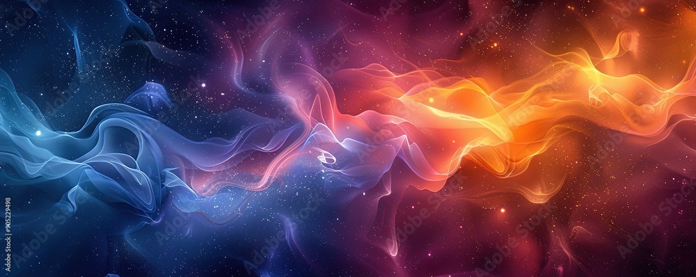 Abstract Cosmic Nebula with Swirling Glowing Streams of Light Abstract Cosmic Nebula with Swirling Glowing Streams of Light