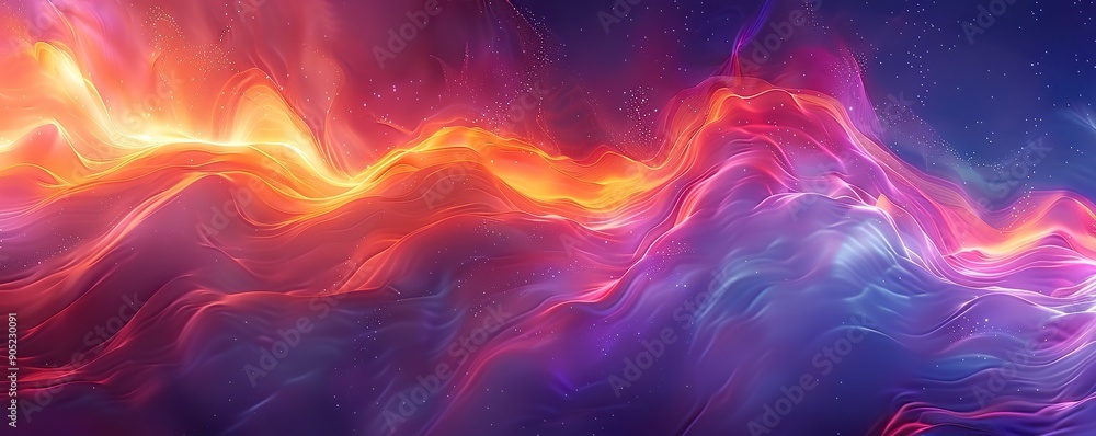 Obraz premium Abstract Wavy Pattern with Vibrant Colors and Shimmering Lights