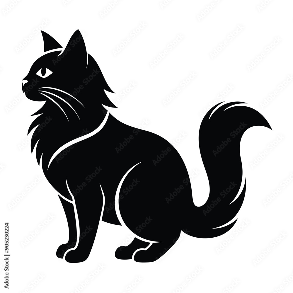 logo of persiana cat face, side view, silhouette, black and white, white background logo of persiana cat face, side view, silhouette, black and white, white background