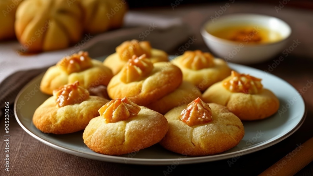 Deliciously baked pumpkin pastries ready to be savored Deliciously baked pumpkin pastries ready to be savored