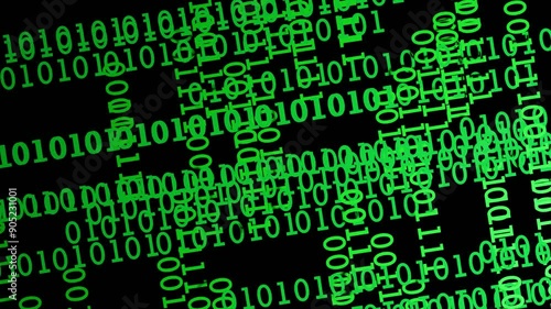 Abstract big data concept with binary numbers. 3D animation of cyberspace, digits one and zero in motion. 