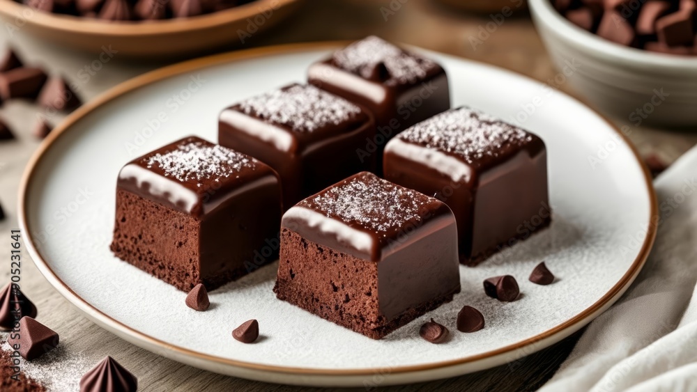Deliciously decadent chocolate dessert ready to be savored Deliciously decadent chocolate dessert ready to be savored