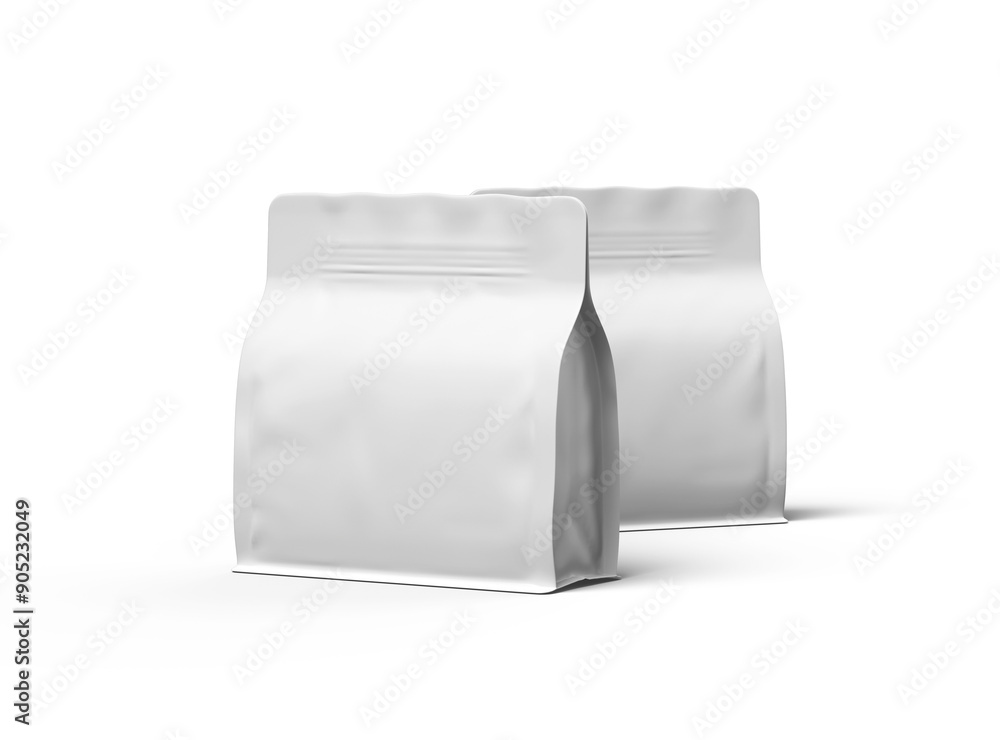 Render of a white glossy square doy-pack package with zipper on transparent background Render of a white glossy square doy-pack package with zipper on transparent background