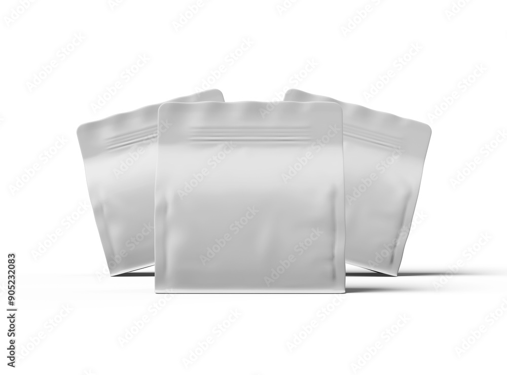 Render of a white glossy square doy-pack package with zipper on transparent background Render of a white glossy square doy-pack package with zipper on transparent background