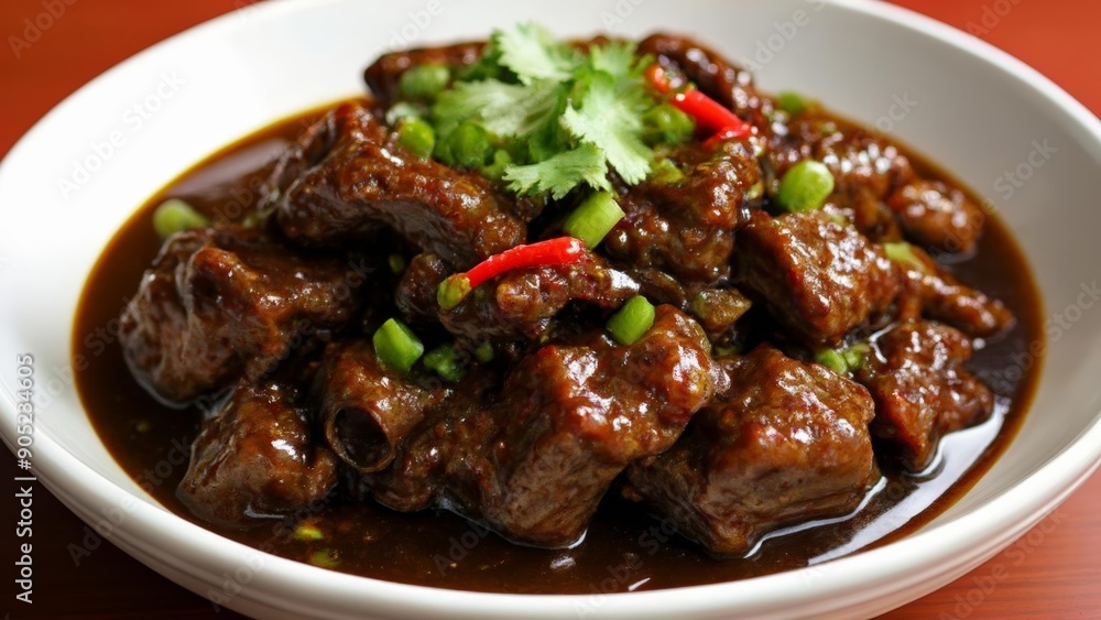 Delicious beef stew with herbs ready to be savored Delicious beef stew with herbs ready to be savored