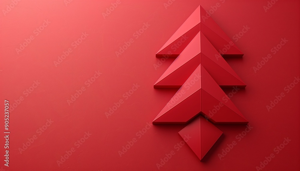 Fototapeta premium Abstract Red Christmas Tree on Red Background