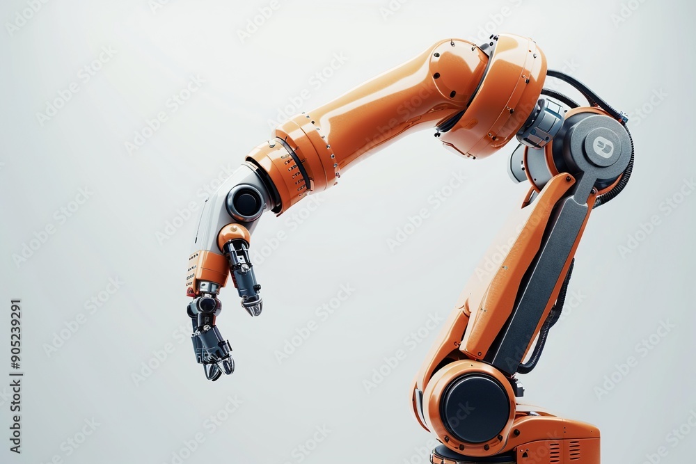 Robotic arm. Futuristic industrial workforce. Isolated on white background. Generative Ai Robotic arm. Futuristic industrial workforce. Isolated on white background. Generative Ai