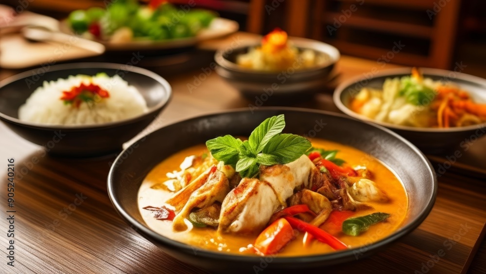 Delicious Asian cuisine served in bowls Delicious Asian cuisine served in bowls