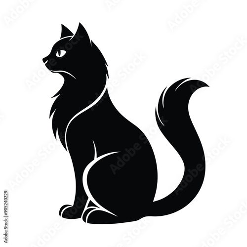Wallpaper Mural logo of persiana cat face, side view, silhouette, black and white, white background Torontodigital.ca