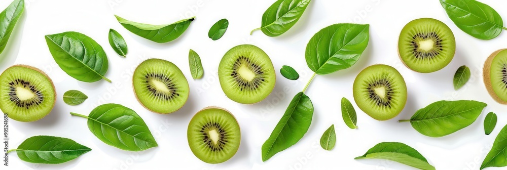 Seamless kiwi fruit cut slice pattern background Seamless kiwi fruit cut slice pattern background