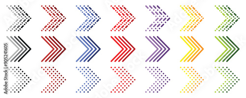 Set of different arrow colors for bullet points. Vector illustration.