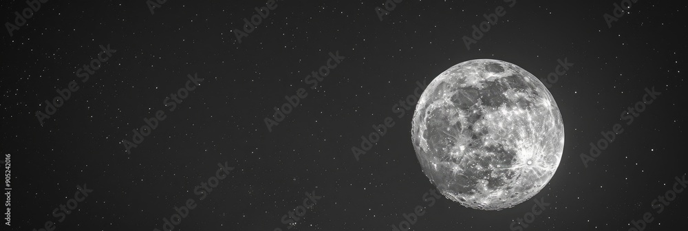 Clear image of a full moon shining brightly in a dark sky devoid of stars Clear image of a full moon shining brightly in a dark sky devoid of stars