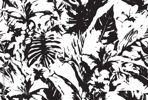 Watercolor seamless pattern with colorful abstract tropical leaves. Bright summer print with exotic plants. Creative trendy botanical textile design.