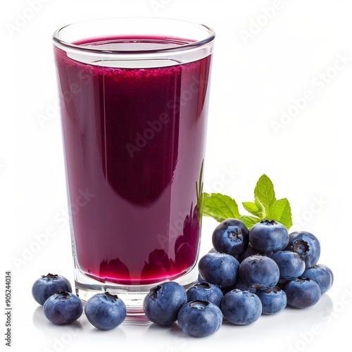 Wallpaper Mural Medium shot of Glass of blueberry juice near the blueberry, isolated on a white background,  Torontodigital.ca