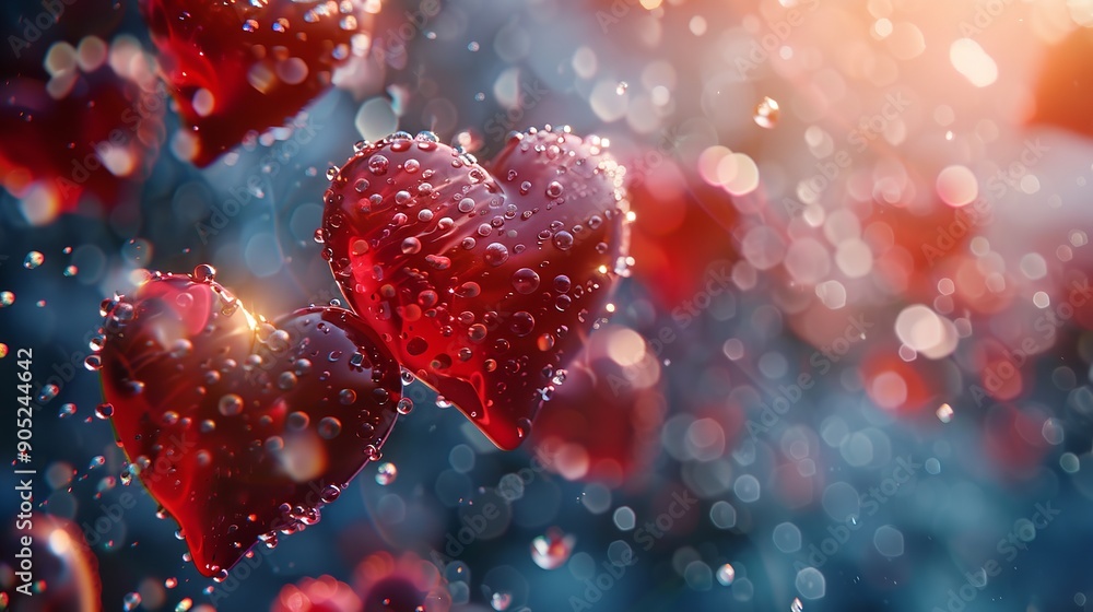 Background with red shiny hearts Background with red shiny hearts