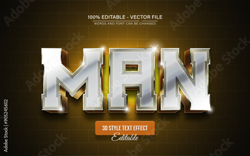 Golden silver man 3d text effect editable