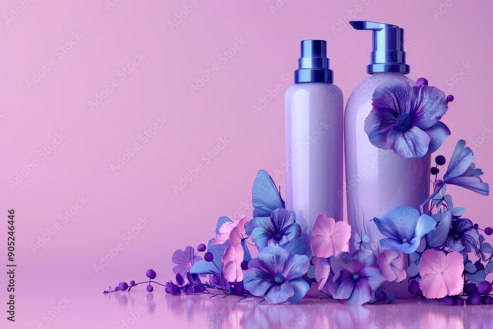 lavender based skincare products surrounded by lavender flowers lavender based skincare products surrounded by lavender flowers