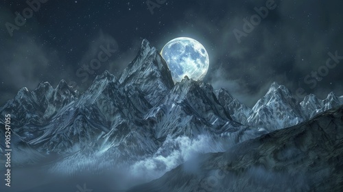 Mountains under the moon s glow photo