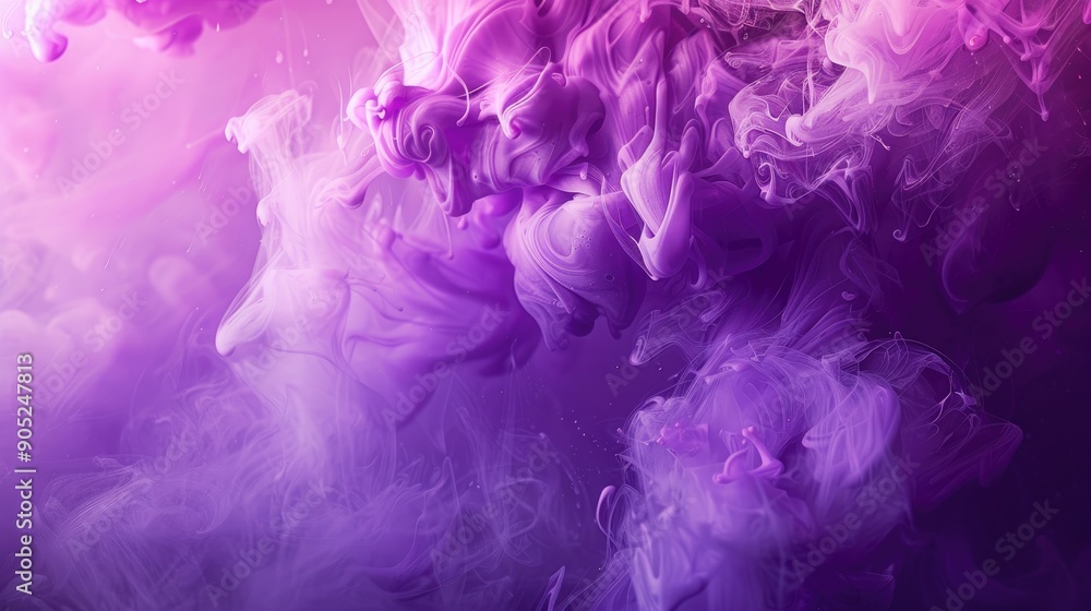 Neon purple paint blending in water to create abstract smoky background Neon purple paint blending in water to create abstract smoky background