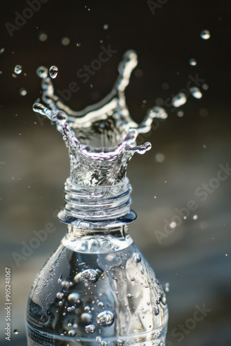 Water splashing from uncap bottle photo