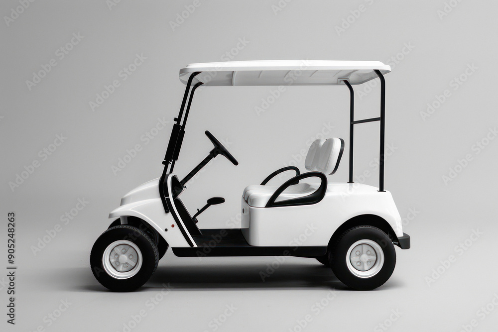 Fototapeta premium White golf cart isolated on plain background