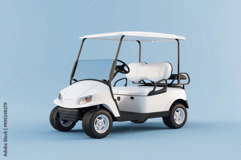 White golf cart isolated on plain background White golf cart isolated on plain background
