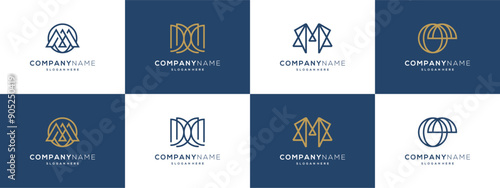 Luxurious letter M with unique outline logo vector ideas. Abstract collection of modern design based icon template.