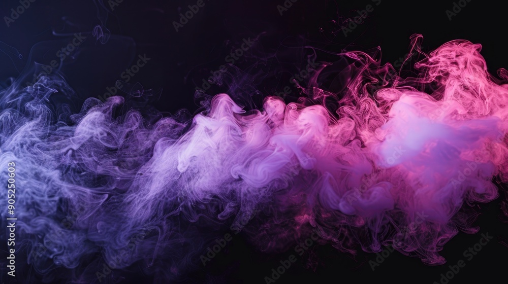Obraz premium Purple and pink smoke cloud against a black background created by vape smoke