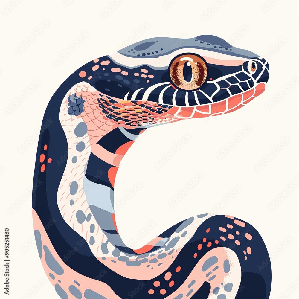 Obraz premium Python Scandinavian Minimalism animal fashion cartoon isolated whitebackground 16:9