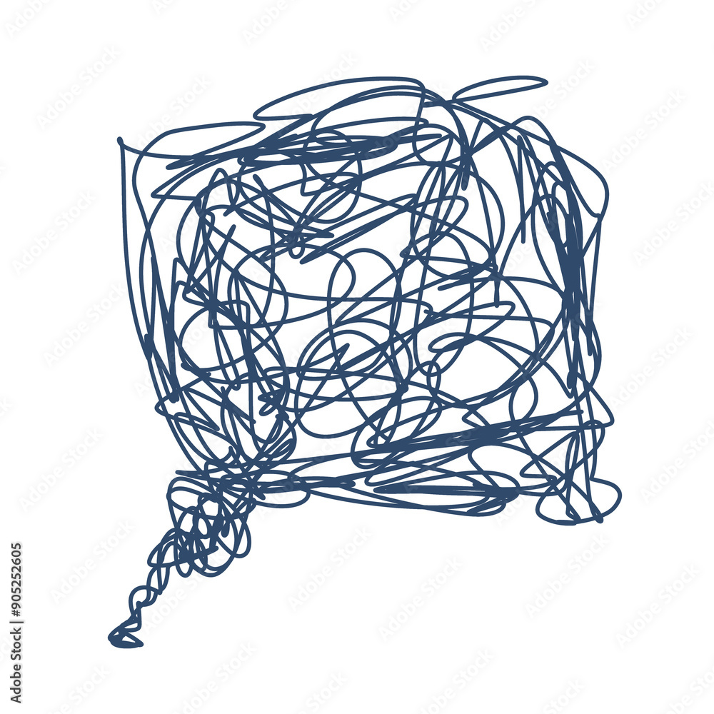 Doodle line art chat bubble confused , work burnout messy , and depression anxiety or tangled thread that can be used for sticker, scrapbook, icon, decorative, e.t.c with aesthetic blue color Doodle line art chat bubble confused , work burnout messy , and depression anxiety or tangled thread that can be used for sticker, scrapbook, icon, decorative, e.t.c with aesthetic blue color