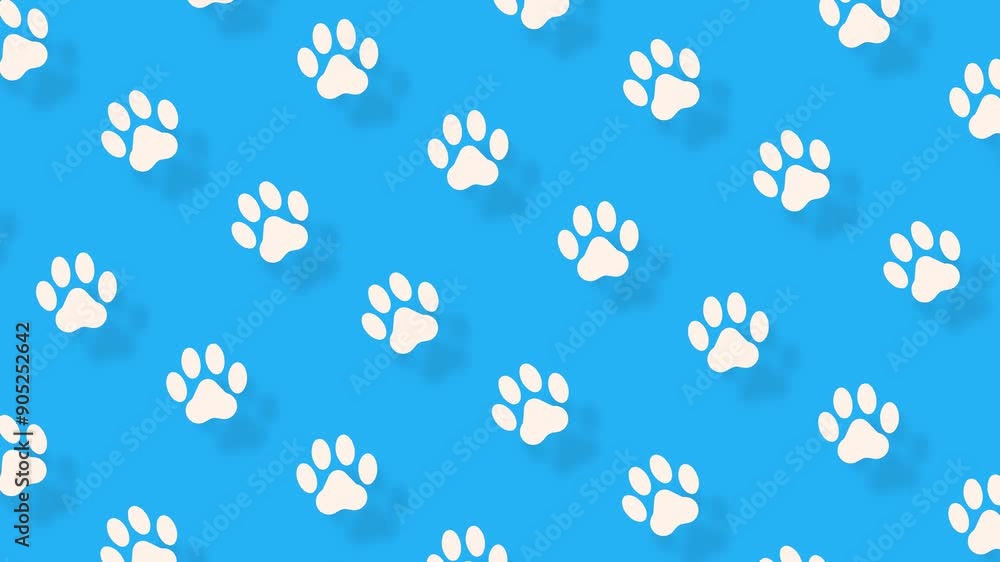 犬猫の肉球が揺れる白と青のループ可能なアニメーション背景 Blue and white loopable animated background with swinging paw prints of dogs and cats 犬猫の肉球が揺れる白と青のループ可能なアニメーション背景 Blue and white loopable animated background with swinging paw prints of dogs and cats