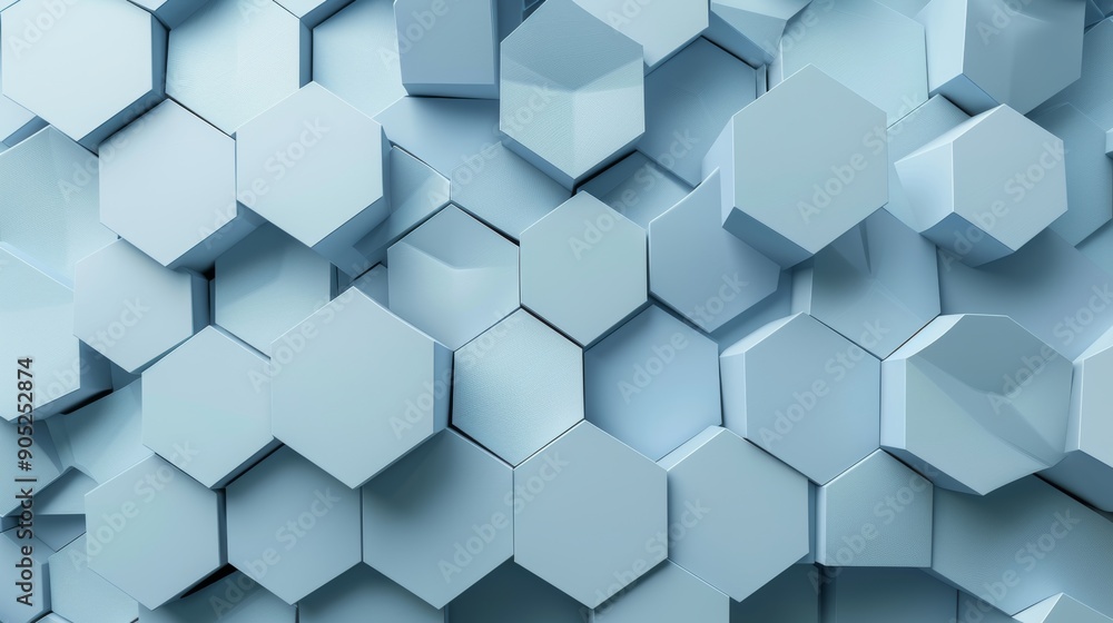 Abstract hexagonal background with 3D blue shapes, ideal for modern design projects Abstract hexagonal background with 3D blue shapes, ideal for modern design projects