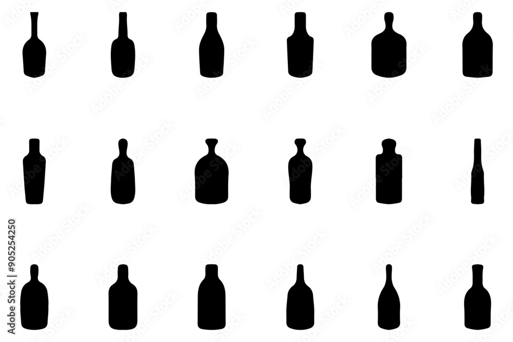 Simple bottle silhouette design set Simple bottle silhouette design set
