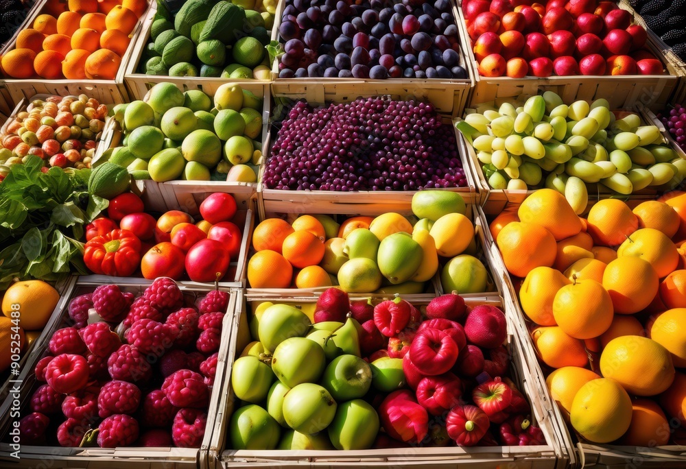 vibrant eye view fresh local fruits vegetables displayed colorful arrangement, colors, healthy, produce, organic, seasonal, market, natural, food, edible