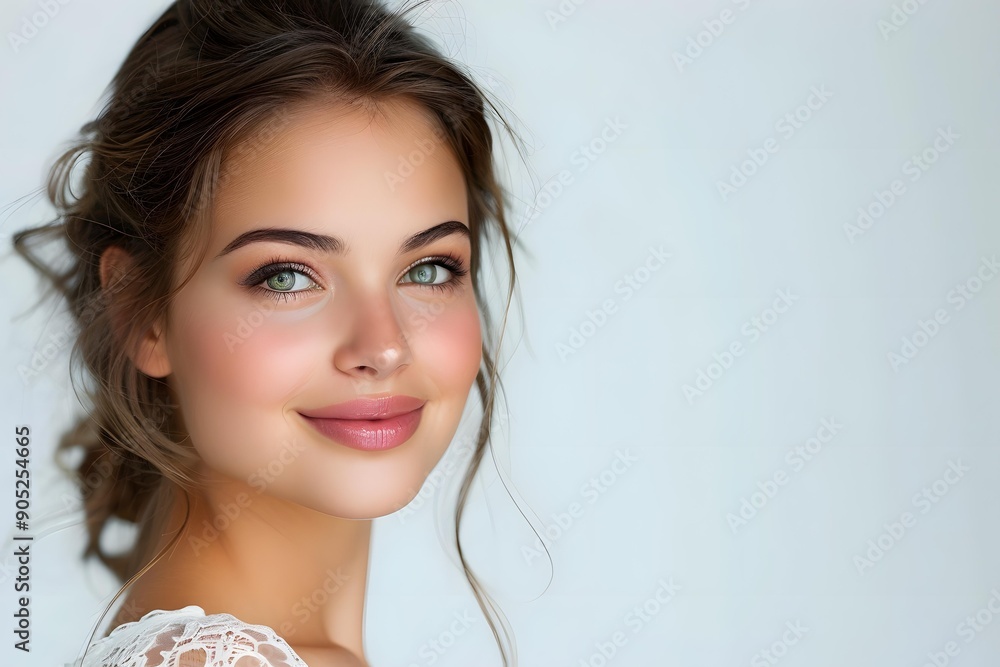 Portrait of a Beautiful Woman with Makeup and a White Blouse Portrait of a Beautiful Woman with Makeup and a White Blouse