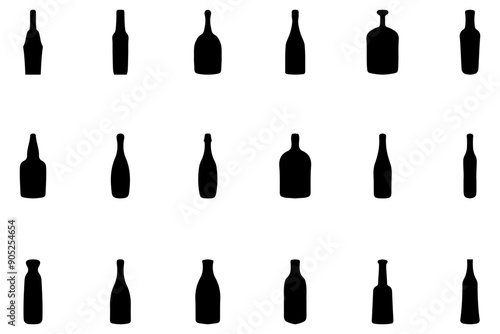 Simple bottle silhouette design set