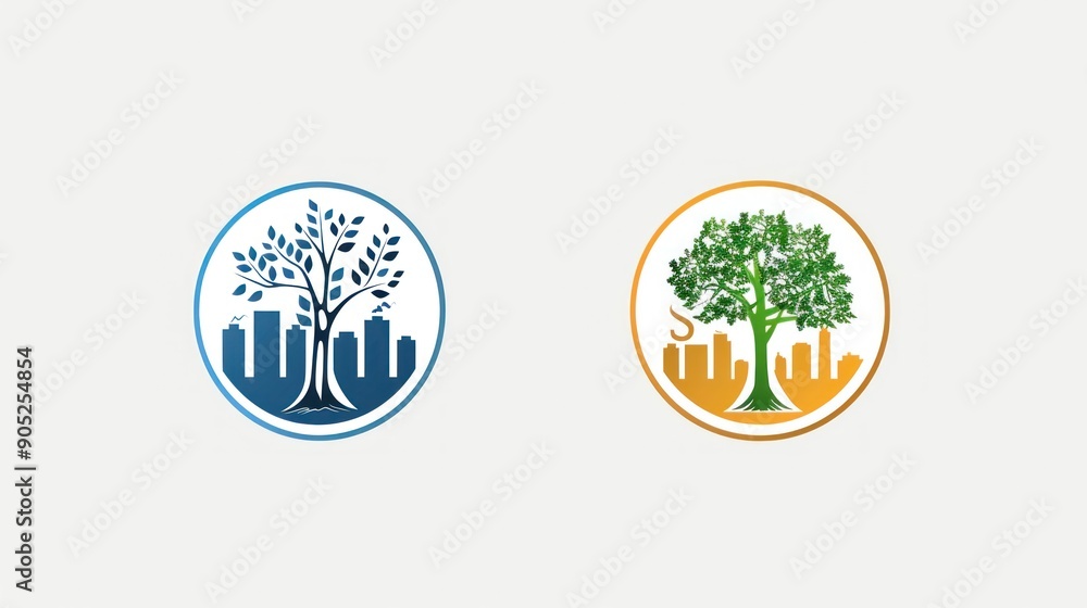 Cityscape Tree Logo Design Cityscape Tree Logo Design