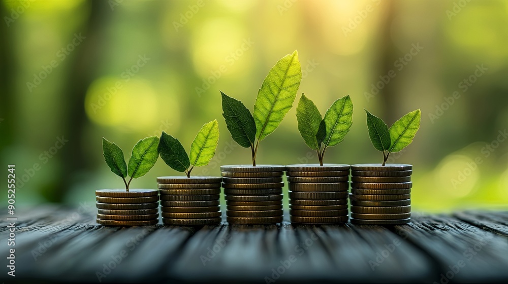 Lush Green Financial Growth with Plant Arrows Lush Green Financial Growth with Plant Arrows