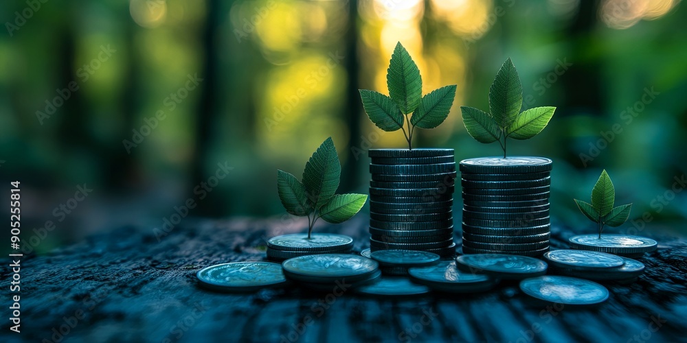 Lush Green Financial Growth with Plant Arrows Lush Green Financial Growth with Plant Arrows